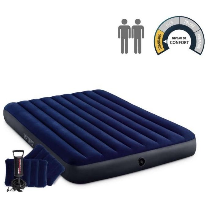 Intex 64765 Materasso Matrimoniale Gonfiabile Blu Con Cuscini Single