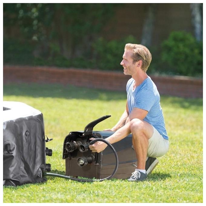 Intex 28458 PureSpa Jet and Bubble Deluxe Spa Gonfiabile Ottagonale 4 Posti 795 L 140 Getti 2200 W colore Nero