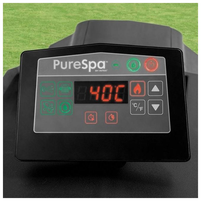 Intex 28458 PureSpa Jet and Bubble Deluxe Spa Gonfiabile Ottagonale 4 Posti 795 L 140 Getti 2200 W colore Nero
