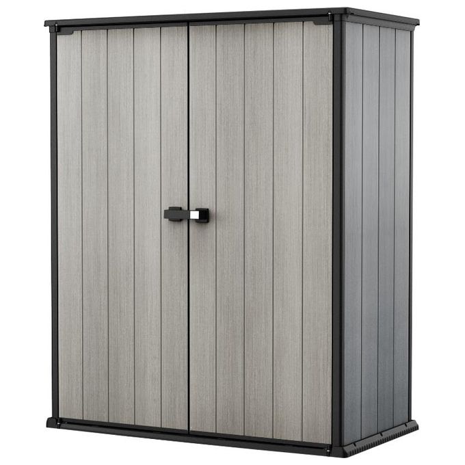 Keter K246241 High Store Plus Armadio Porta Attrezzi da Giardino in Resina DUOTECH 1400 L 2 Mensole colore Grigio