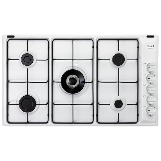 DeLonghi BL59 DD Piano Cottura a Gas 5 Zone 1  Ultrarapido a Doppia corona Accensione elettronica integrata nelle manopole 90 cm Bianco