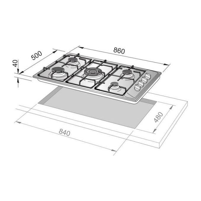 DeLonghi BL59 DD Piano Cottura a Gas 5 Zone 1  Ultrarapido a Doppia corona Accensione elettronica integrata nelle manopole 90 cm Bianco
