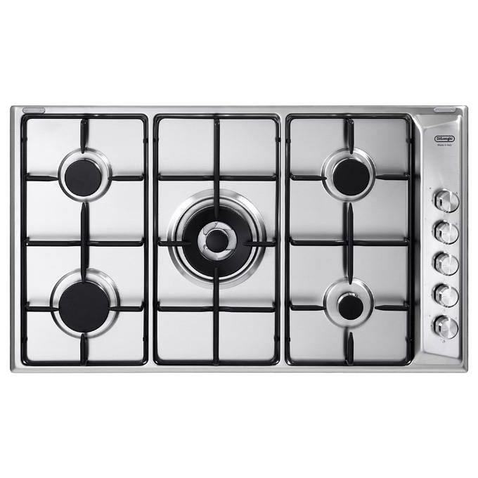 De Longhi Piano Cottura a Gas 5 Fuochi Bruciatore Tripla Corona 90 cm Acciaio Inox DLI 59 DD