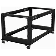 StarTech 4POSTRACK8U Armadio Server Rack a Telaio Aperto 8U Profondita' Regolabile 56 6 100 cm Carico Massimo 544 Kg con Ruote e Piedini di Livellamento colore Nero