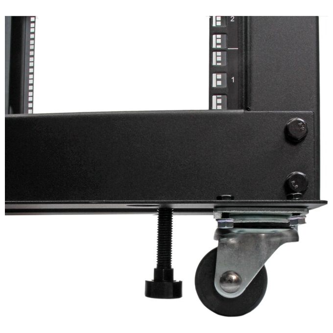 StarTech 4POSTRACK8U Armadio Server Rack a Telaio Aperto 8U Profondita' Regolabile 56 6 100 cm Carico Massimo 544 Kg con Ruote e Piedini di Livellamento colore Nero