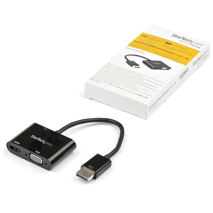 StarTech.com DP2VGAHD20 Adattatore Video DisplayPort a HDMI VGA 4K 60Hz HDR HDMI 2.0 DisplayPort 1.2 Audio 7.1 colore Nero
