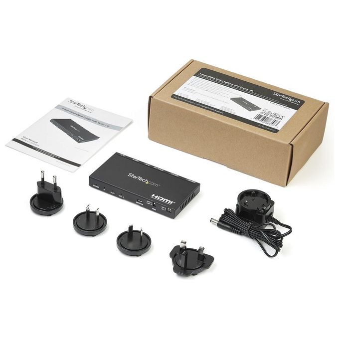 Startech.com Sdoppiatore Splitter Hdmi A 2 Porte 4k 60hz con Scaler Video Incorporato