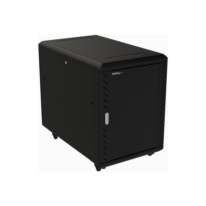 StarTech.com RK1536BKF Armadio Rack 19'' 15U su Ruote a 4 Montanti con Pannelli Laterali Rimovibili e Serratura Profondita' Regolabile fino a 81.3 cm Capacita' 800 Kg colore Nero