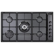 DeLonghi NL 59 DD Piano Cottura a Gas 5 Zone 1 Ultrarapido a Doppia corona 90 cm Nero