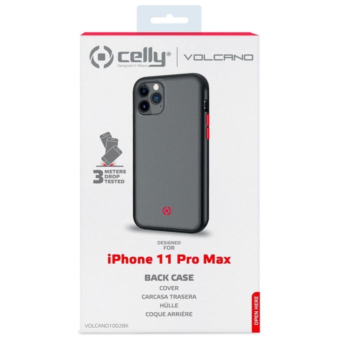Celly Volcano, Cover per iPhone 11 Pro Max, Nero Traslucido