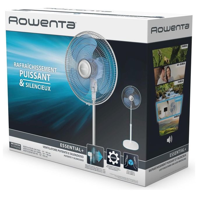 Rowenta VU4410 Essential Ventilatore a Piantana Regolabile 55 W con 3 Velocita' e Altezza di 130 cm in Colore Bianco