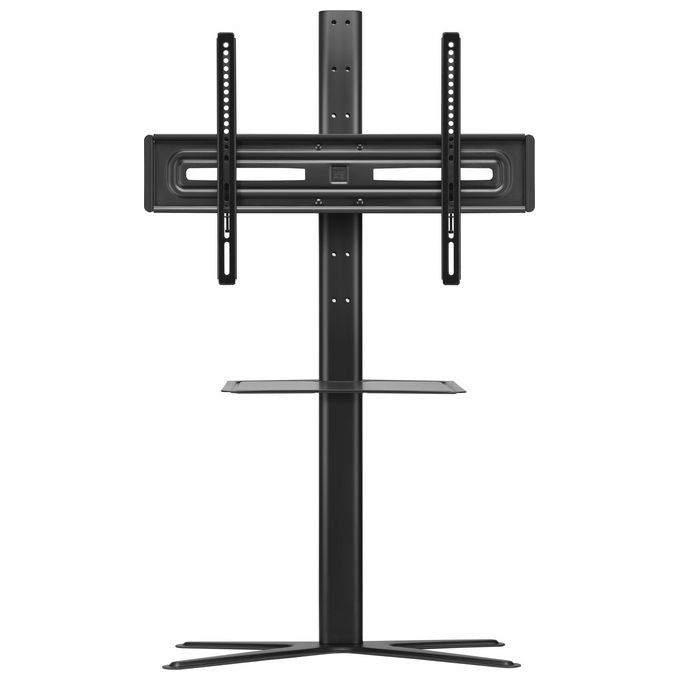 One For All 235526 WM4672 Supporto TV da Terra Universale 32-85'' Rotazione 90° Inclinazione 15° Altezza Regolabile con Ripiano Regolabile Gestione Cavi colore Nero