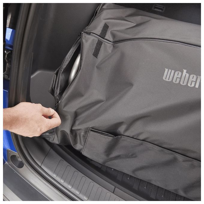 Weber 7030 Traveler Custodia Protettiva per Barbecue Portatile con Vano Portautensili e Tessuto Resistente a Grassi e Sporcizia colore Nero