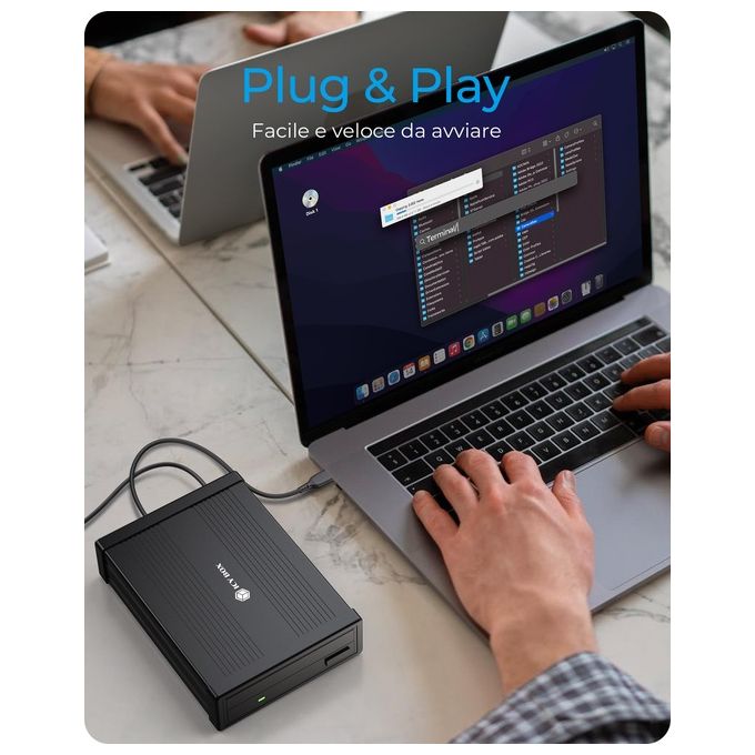 ICY BOX 60955 IB-525-U3 Contenitore Esterno per Unita' Ottiche 5,25'' SATA III USB 3.2 Gen 1 Tipo-A e Tipo-C colore Nero