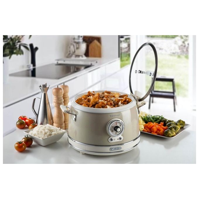 Ariete 2904 Vintage Cuociriso Elettrico e Slow Cooker 3.5 L 700 W 5 programmi ciotola ceramica colore Beige