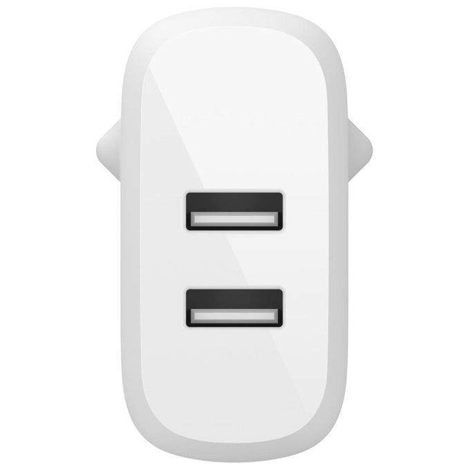 Belkin WCD001VF1MWH Boost Charge Caricabatteria da Parete Doppio USB-A 24W 2 Porte 12W per Porta con Cavo USB-A Lightning 1m colore Bianco