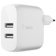Belkin Doppio Caricabatteria da Parete Usb-A da 24W Boost Charge con Belkin BoostCharge Cavo Universale Ricarica Usb-C Lightning Micro-USB