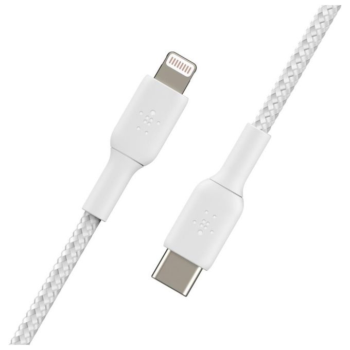 Belkin Cavo Intrecciato da USB-C a Lightning Cavo di Ricarica Rapida 2mt Bianco