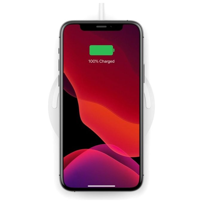 Belkin WIA001VFWH Tappetino di Ricarica Wireless 10 W con Alimentatore Quick Charge 3.0 Cavo 1,2 m colore Bianco