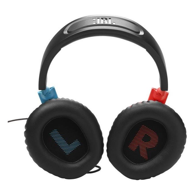 JBL JBLQTUM100N Quantum 100N Cuffie da Gaming Over-Ear con Filo Microfono Rimovibile QuantumSOUND Signature Memory Foam colore Blu e Rosso