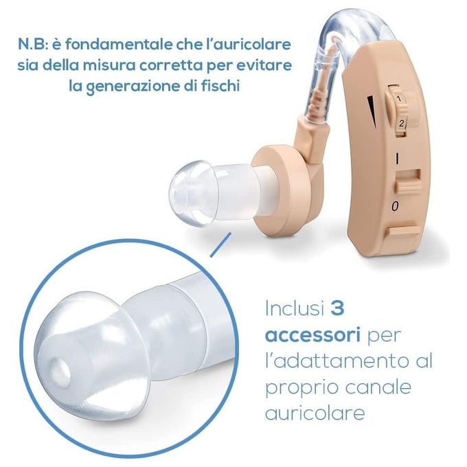 Beurer HA 20 Apparecchio Acustico che amplifica il volume di tutti i suoni interni ed esterni Volume regolabile 3 accessori per adattarlo individualmente al canale