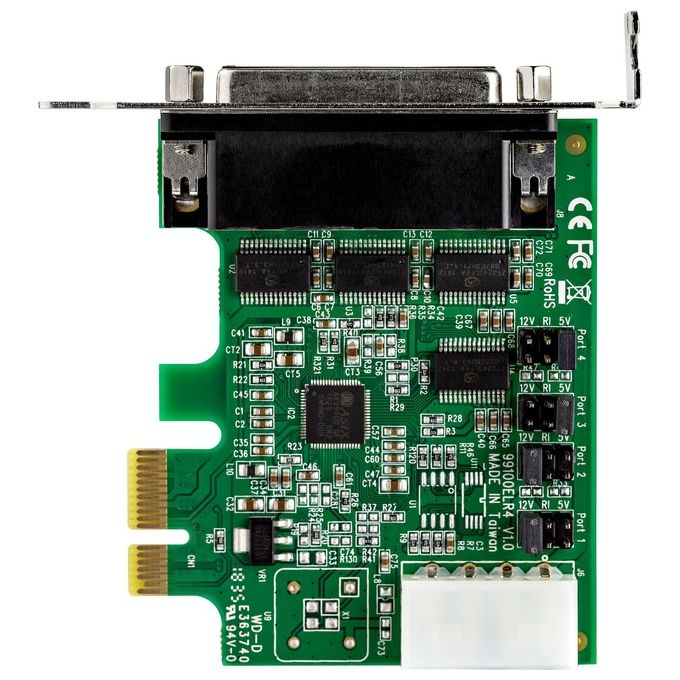 StarTech.com PEX4S953LP Scheda adattatore seriale PCI Express RS232 a 4 porte 16950 UART Basso profilo colore Verde