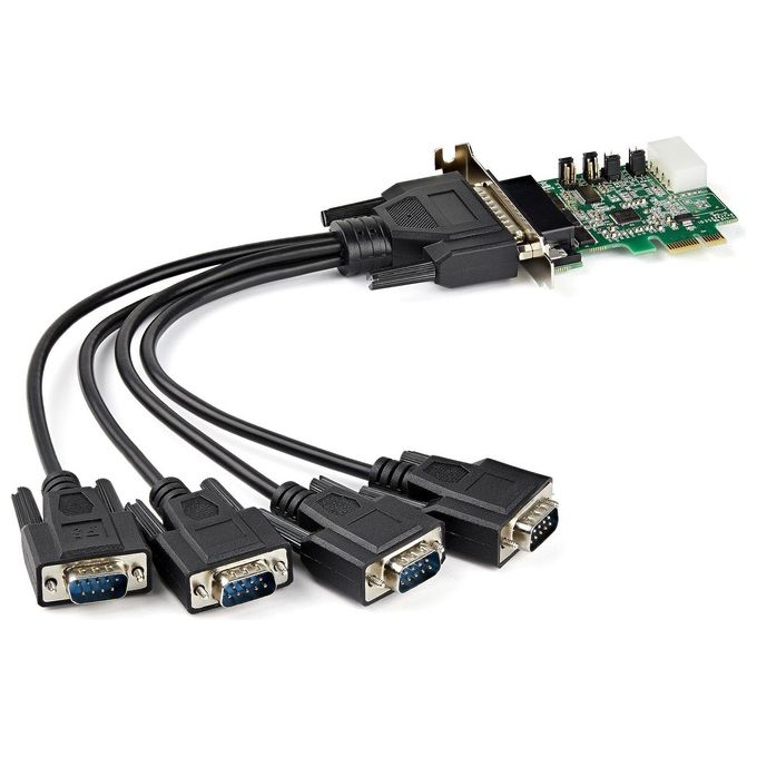 StarTech.com PEX4S953LP Scheda adattatore seriale PCI Express RS232 a 4 porte 16950 UART Basso profilo colore Verde