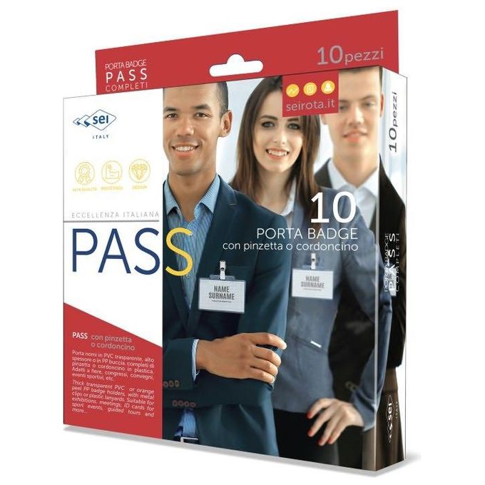 Sei Rota Confezione 10 Porta Badge Pass 3E