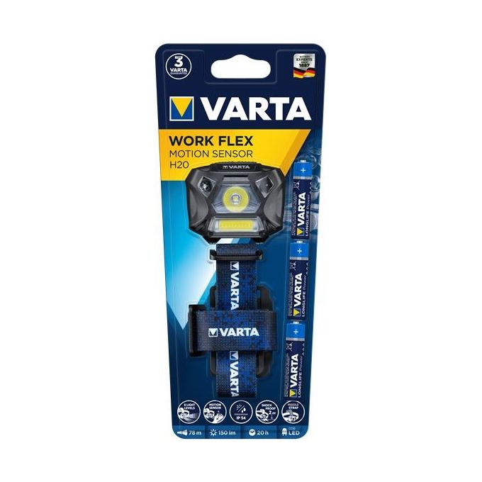 Varta Work Flex Motion Sensor H20 Torcia a Fascia Nero-Blu Led