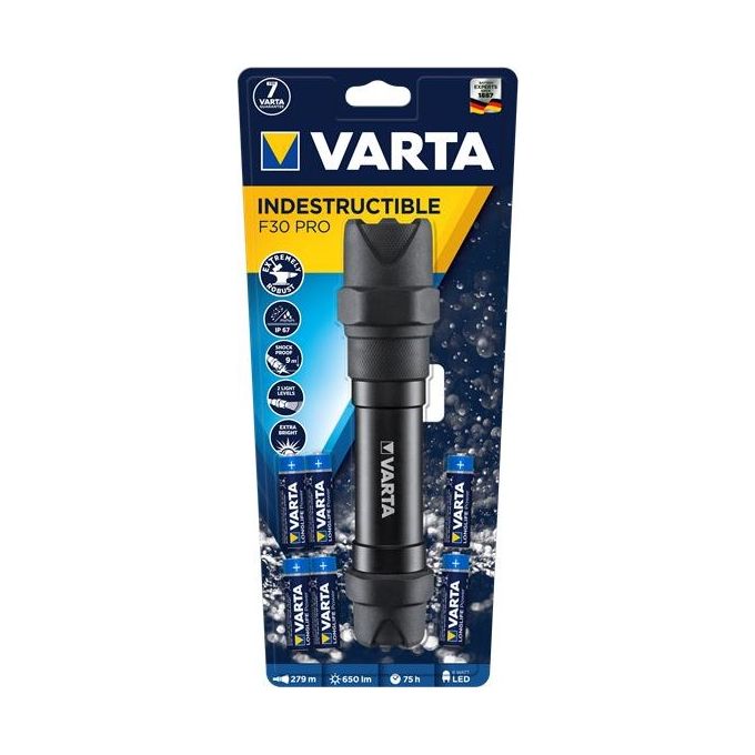 Varta Indestructible F30 Pro Nero Torcia a Mano Led