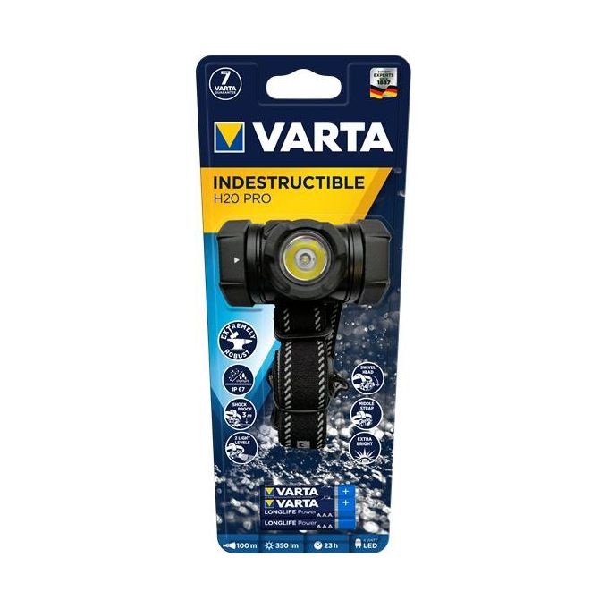 Varta Indestructible H20 Pro Nero Torcia a Fascia Led