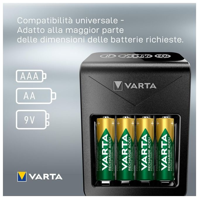 Varta Lcd Plug Charger+ Batteria per Uso Domestico AC