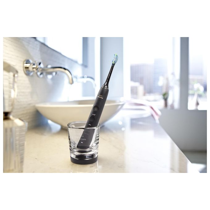 Philips HX991454 Sonicare DiamondClean 9000 Spazzolino elettrico sonico 4 modalita' timer autonomia 2 settimane confezione doppia colore Nero