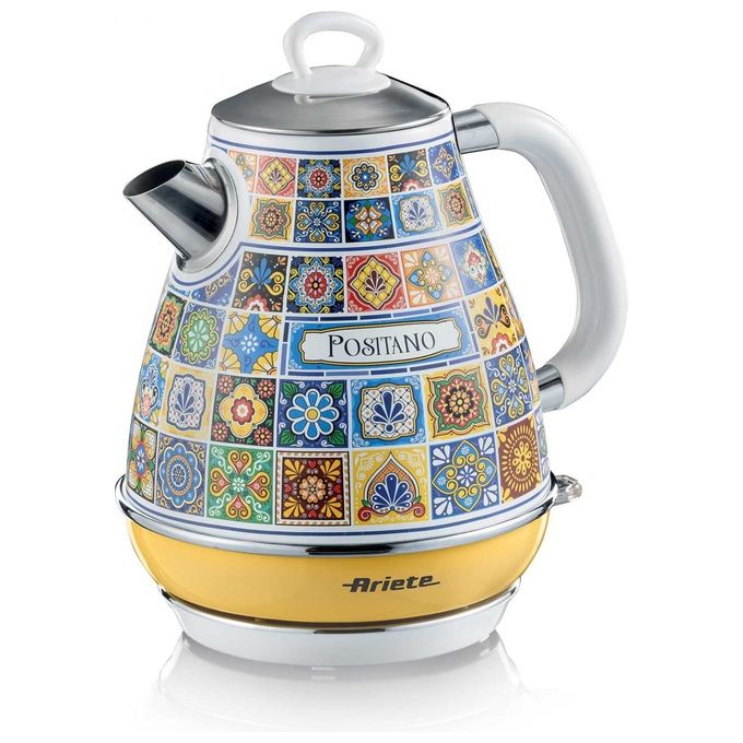 Ariete 2869 Positano Bollitore Elettrico 1.7 L 2200 W Base Cordless 360° Spegnimento Automatico Doppia Parete colore Giallo Blu