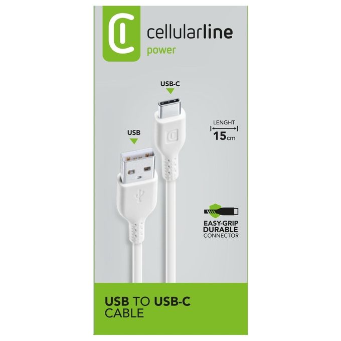 Cellular Line Power Cable Cavo USB-C per ricarica e trasferimento dati 0,15mt Bianco