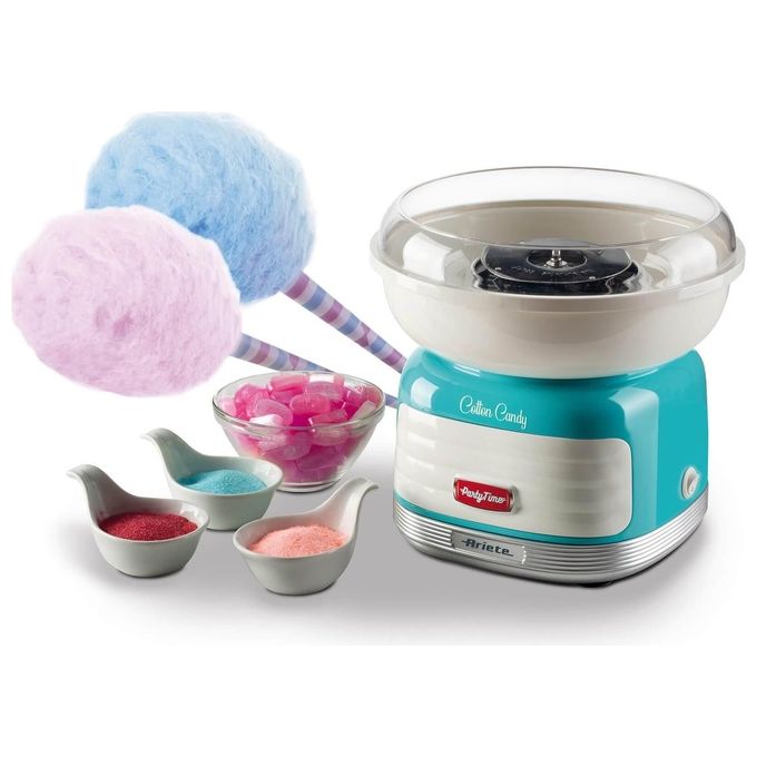 Ariete 2973B Cotton Candy Party Time Macchina per Zucchero Filato 500W 4 Coni Inclusi colore Azzurro
