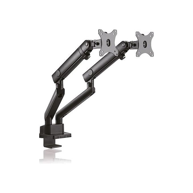 ICY BOX IB-MS314-T Supporto da Scrivania per 2 Monitor fino a 32'' Carico Massimo 16 Kg Regolabile in Inclinazione e Rotazione colore Nero