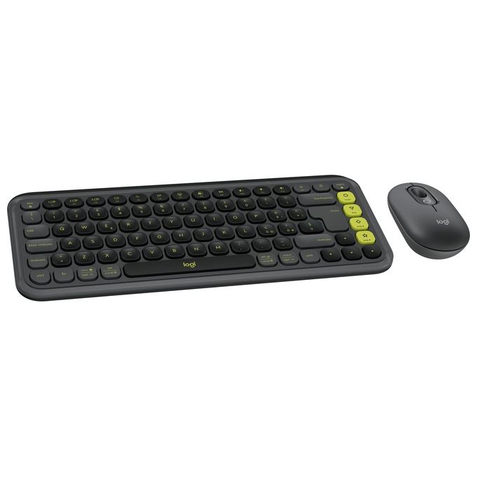 Logitech 920-013115 POP ICON COMBO Tastiera e Mouse Bluetooth Programmabili QWERTY ITA Silenzioso con Tasti a Basso Profilo e App Logi Options+ colore Grafite