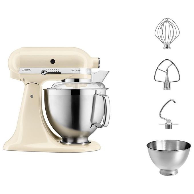 KitchenAid 5KSM185PSEAC Artisan Robot da cucina planetario 300 W 10 velocita' ciotola 4,8 L colore crema