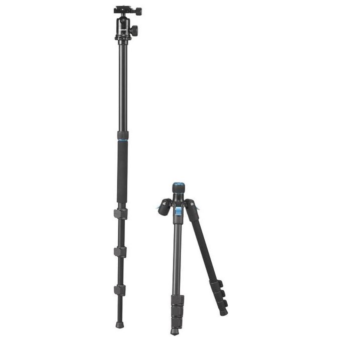 Cullmann 63831 Rondo Treppiede in Alluminio con Testa a Sfera RB6.5 Convertibile in Monopiede Altezza Massima 135 cm colore Nero
