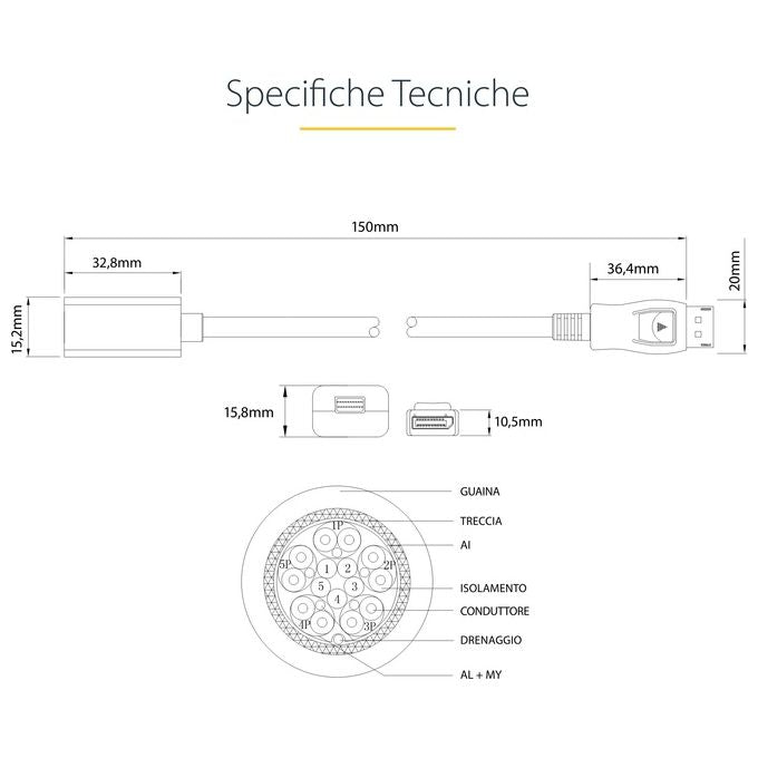 StarTech Cavo adattatore video DisplayPort a Mini DisplayPort M-F 15 cm