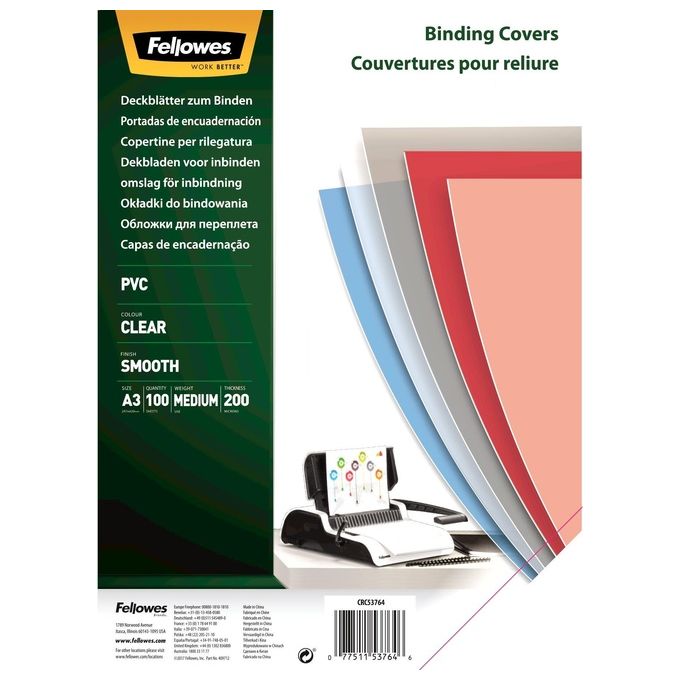 Fellowes Leonardi Cf100 Copertina Clear 200my A3 Tras
