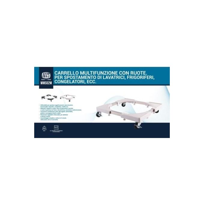 Nuova Video Suono WMS02M Base con Ruote per Elettrodomestici e Mobili Pesanti Regolabile 50 70 cm Max 200 Kg colore Grigio