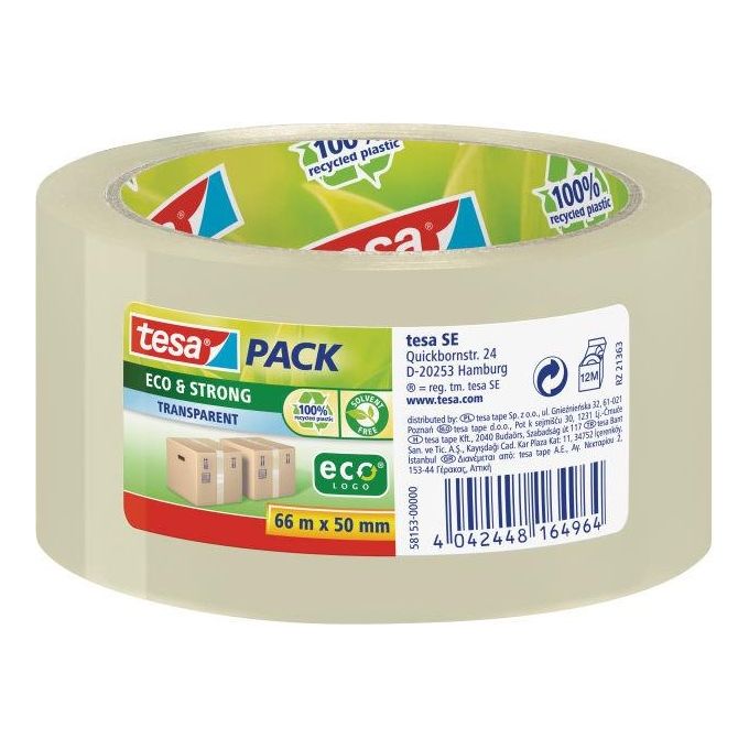 Tesa Nastro per Imballaggio 66mtx50mm EcoeStrong Trasparente