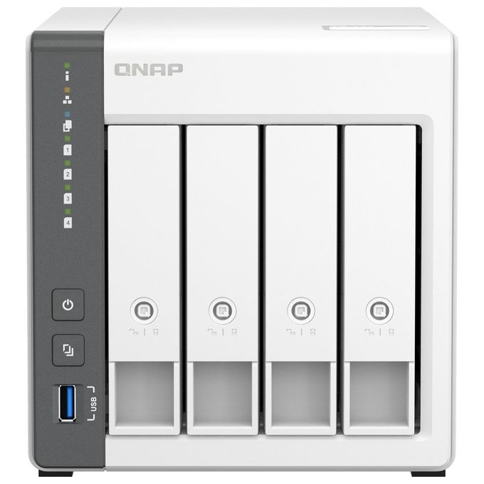 Qnap TS-433-4G NAS Tower 4 Bay ARM Cortex-A55 Quad-Core 2 GHz 4 GB RAM 2.5GbE QNAP QTS colore Bianco