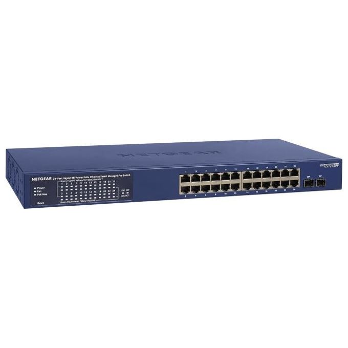 Netgear GS724TP-300EUS Switch Gestito L2 L3 L4 24 porte Gigabit Ethernet PoE+ 190W 2 slot SFP colore Blu
