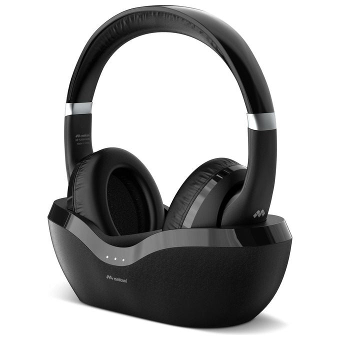 Meliconi 497338 HP Flash Base Cuffie TV a Padiglione Bluetooth 5.3 Wireless Autonomia 75h Base di Ricarica USB-C colore Nero