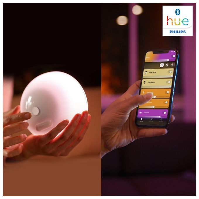 Philips Lampada Portatile Hue Go White e Color Ambiance Smart, Controllo Wireless e Personalizzazione Luminosita'