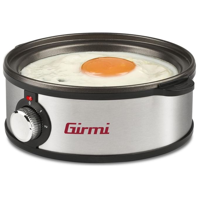 Girmi CU2500 Cuociuova a Vapore fino a 7 Uova 360W Cottura al Tegamino Piastra Antiaderente Corpo Inox colore Nero Acciaio Inox