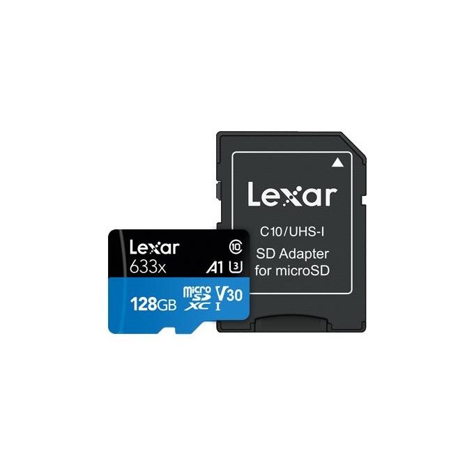 Lexar LSDMI128BB633A 633x Scheda MicroSDXC 128GB UHS-I U3 V30 A1 Classe 10 100MB-s 45MB-s colore Nero